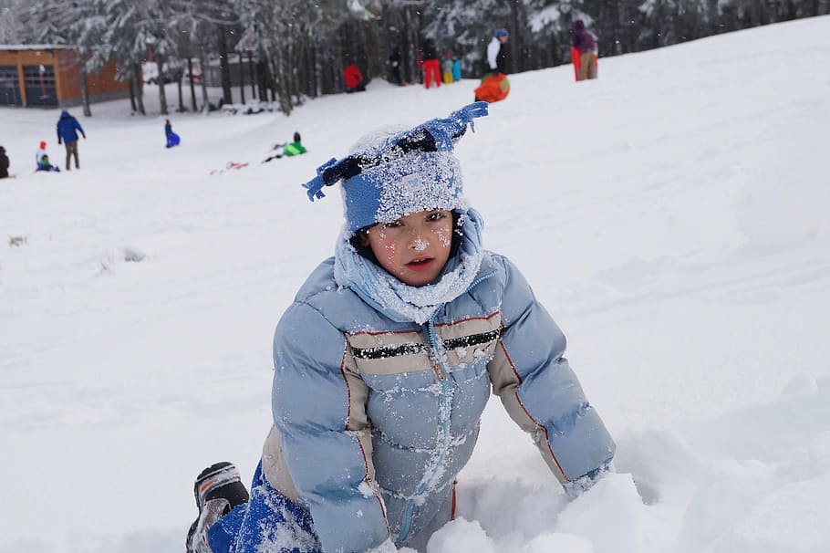 child, sphere, snow, mountains, the son of, trip, happiness HD wallpaper