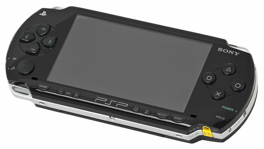 Sony PSP on white surface, video game console, play, toy, computer game, HD wallpaper