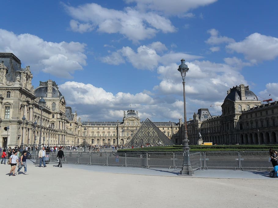 louvre, paris, france, pyramid, the museum, monuments, culture, HD wallpaper