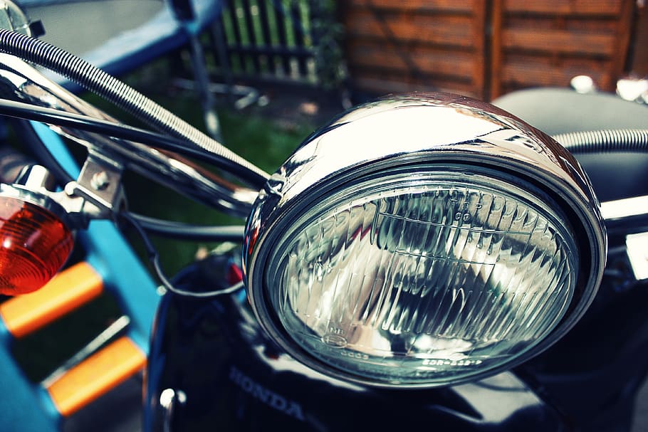 spotlight, motorcycle, roller, chrome, oldtimer, technology HD wallpaper