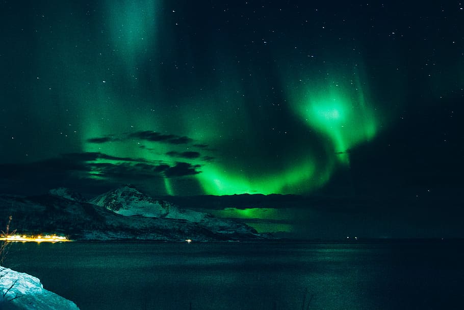 photo of aurora lights, aurora borealis, night, dark, northern light, HD wallpaper