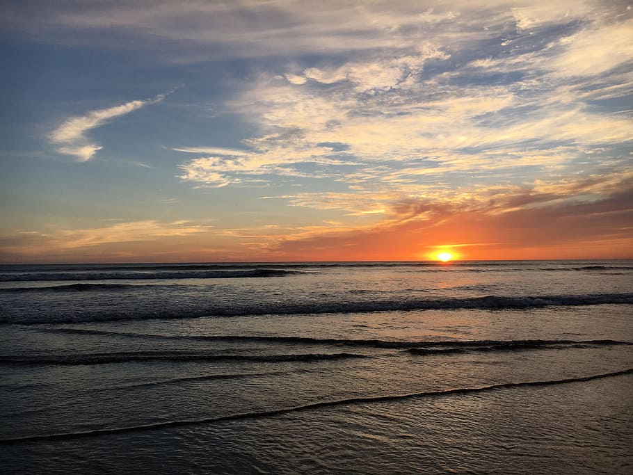 sunset, beach, nicaragua, waves, tropical, sky, sea, cloud - sky HD wallpaper