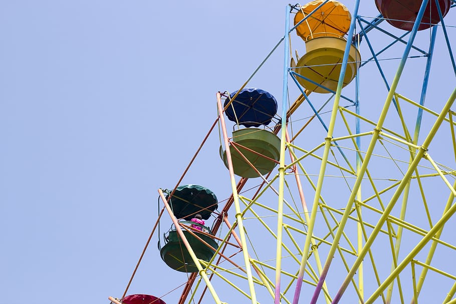 carousel, sky, summer, attraction, amusement park, amusement park ride HD wallpaper
