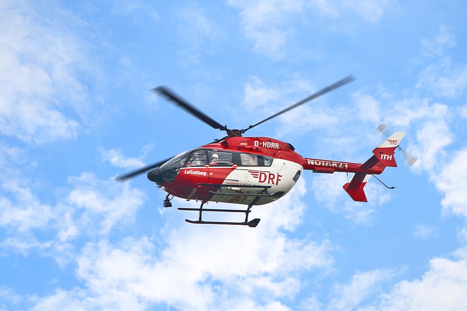 Helicopter, Clouds, Rescue, flying, cloud - sky, transportation HD wallpaper