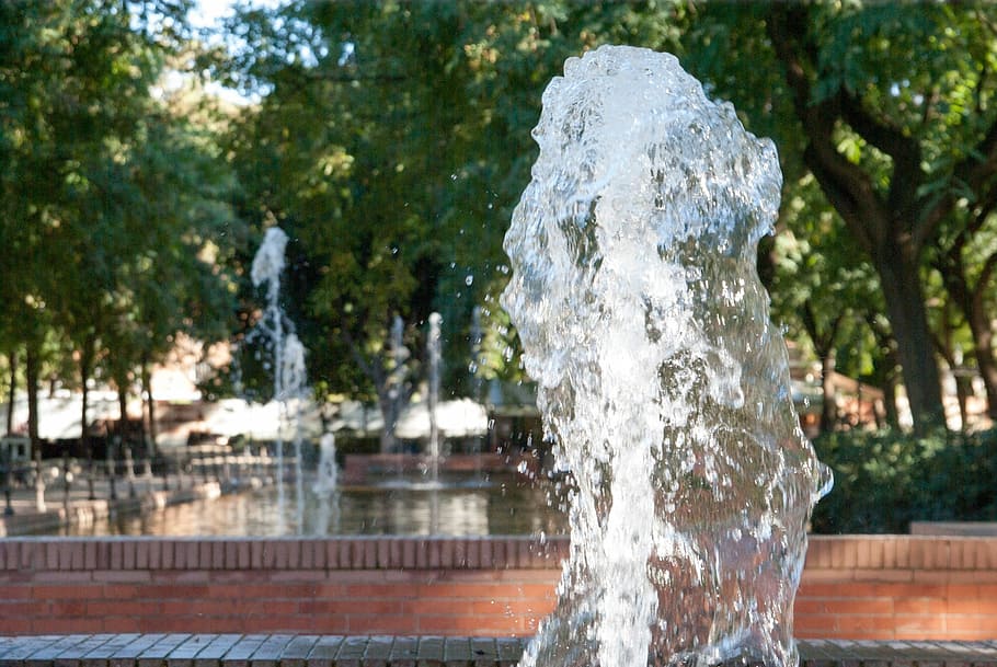 Source, Water, Pond, Fountain, park, fountain pond, motion HD wallpaper