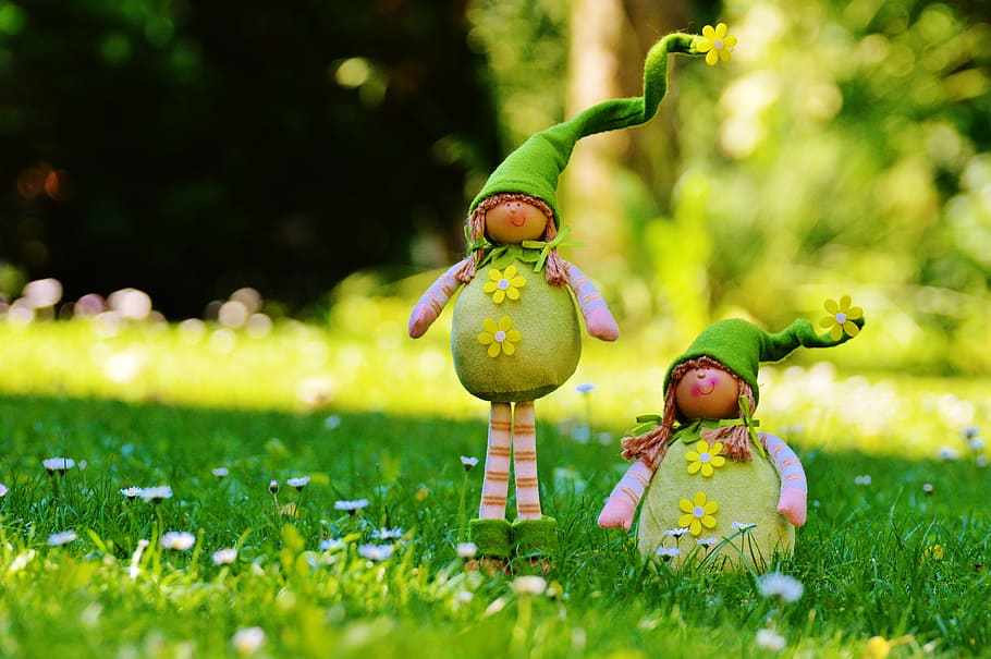 imp, dwarf, spring imp, funny, cute, sweet, meadow, green, nature HD wallpaper
