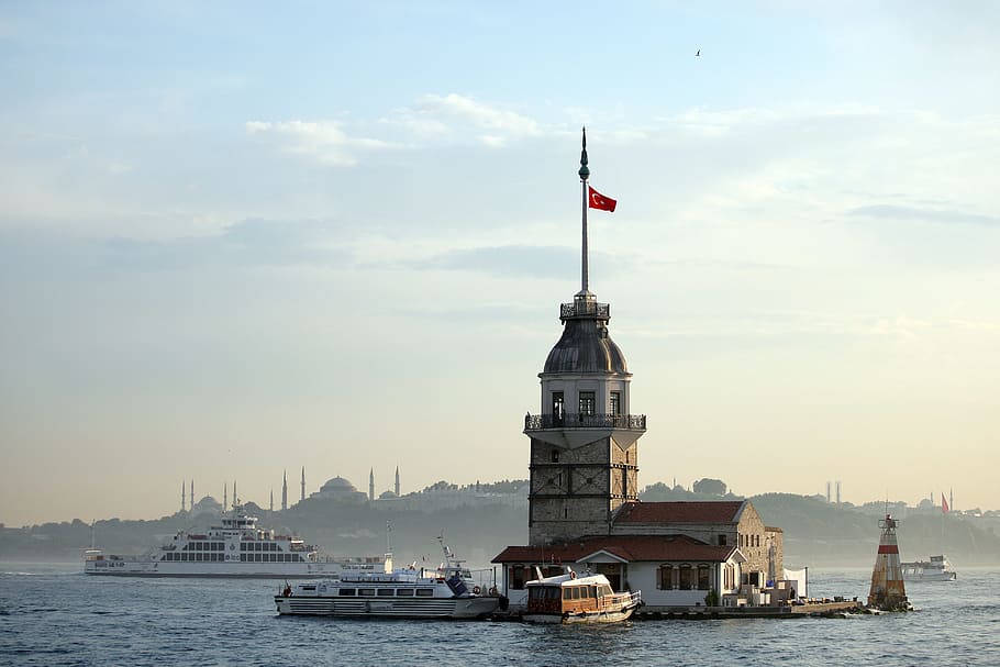 water, travel, sky, architecture, sea, summer, turkey, istanbul, HD wallpaper