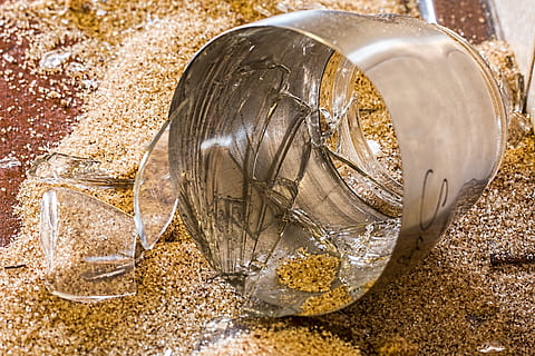 macro photography of silver container, broken, spill, mistake HD wallpaper