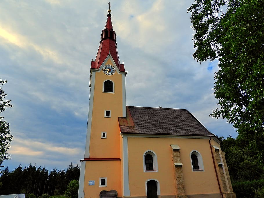 church, steeple, catholic, clock tower, built structure, religion HD wallpaper