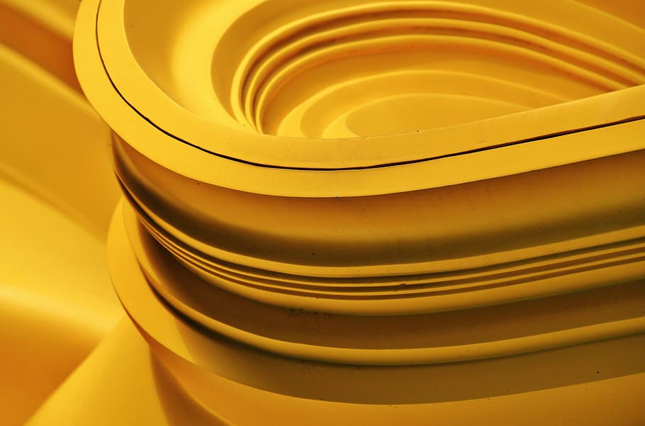 curves, swing, deformed, rotated, plastic, object, bright, yellow HD wallpaper