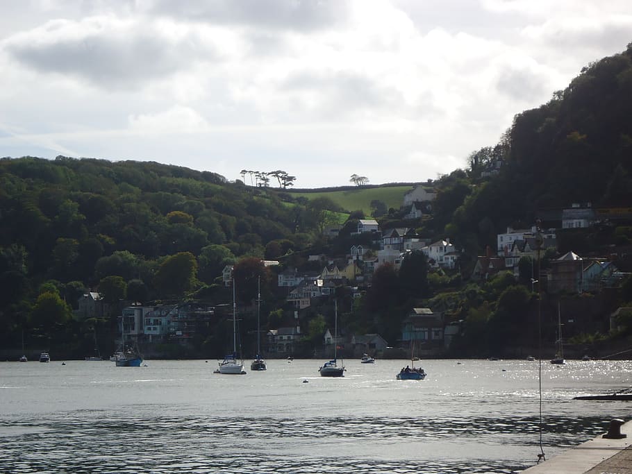 Dartmouth, Devon, Seaside, Boats, landscape, cliffs, lake, mountains, HD wallpaper
