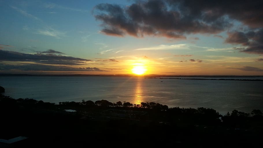 sunset, dawn, sol, sky, scenics - nature, water, tranquility HD wallpaper