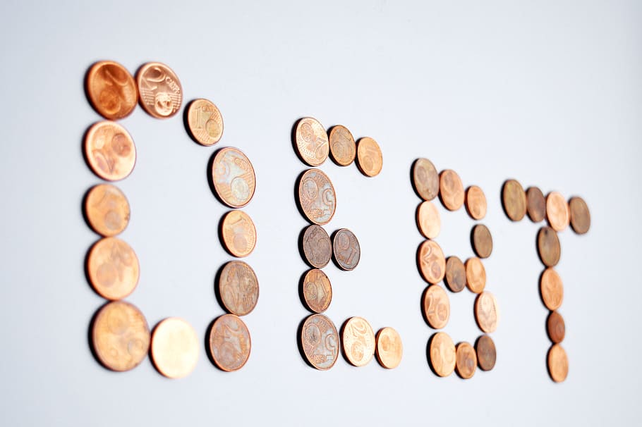 round copper-colored coins, debt, euro, money, exchange, bank
