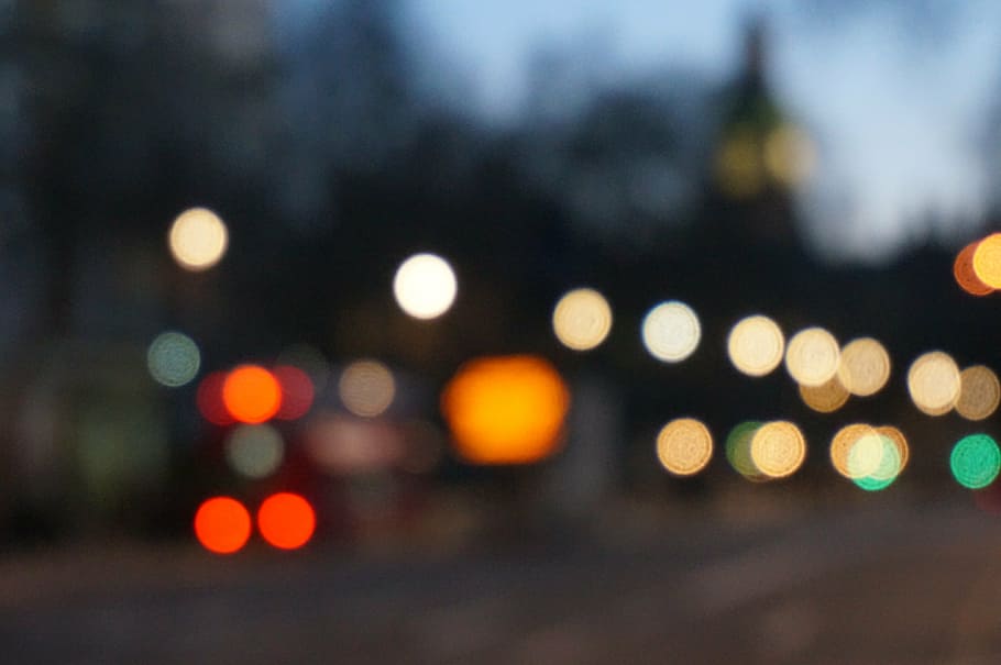bokeh photography of lights, city, lanterns, traffic lights HD wallpaper