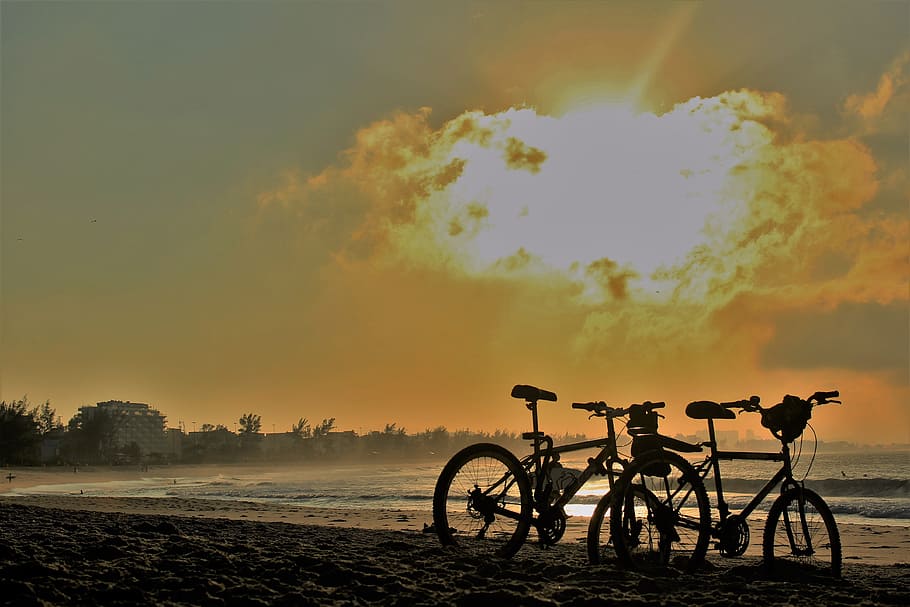 Cycling, Sport, Beach, Sol, Summer, mar, pedal, ride, bike, HD wallpaper