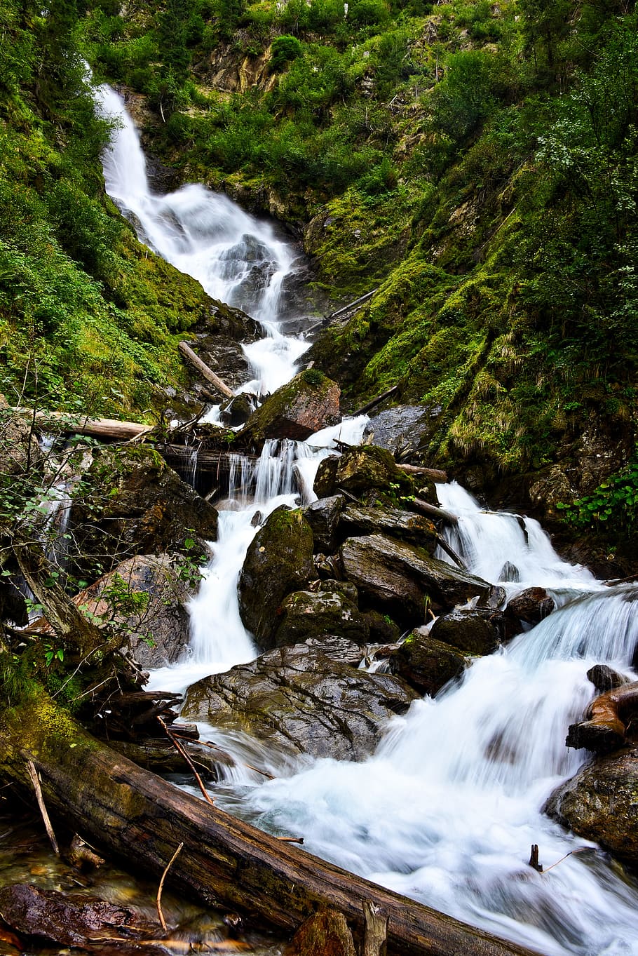 time lapse photography of cascade waterfalls, waters, nature HD wallpaper