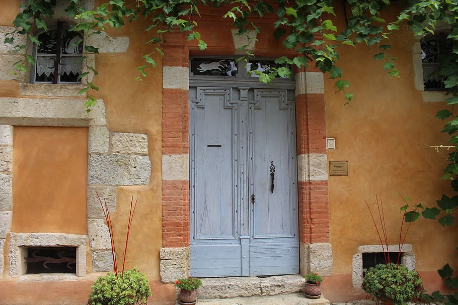 door, old village, picturesque, gers, france, street, old town, HD wallpaper