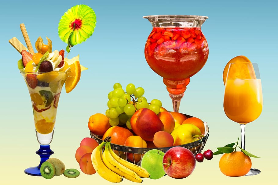 assorted fruits in brown basket, eat, drink, healthy, refreshment, HD wallpaper