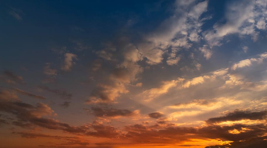 sunset, sky, landscape, clouds, weather, view, cloud - sky HD wallpaper