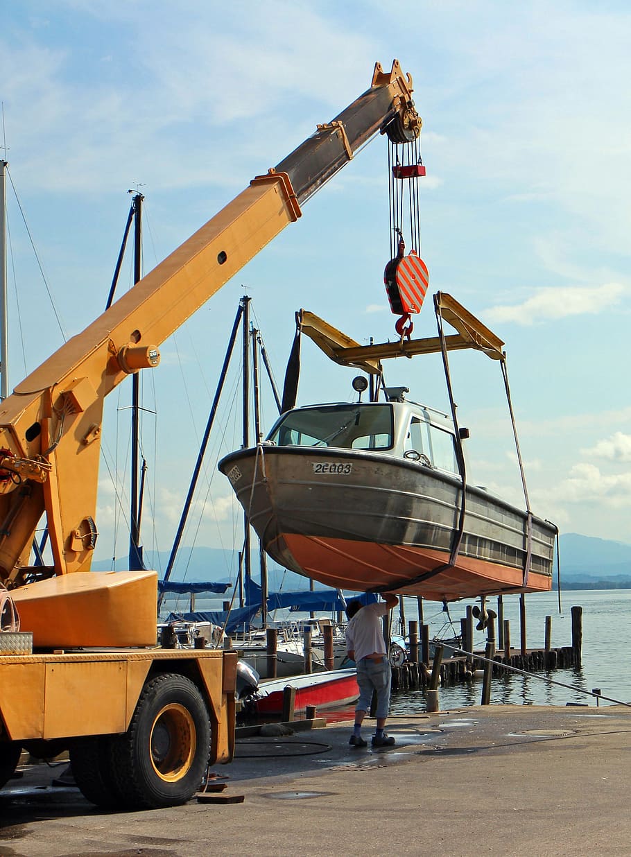 Inspection, Control, Ship, Boot, Crane, port, work, workers HD wallpaper
