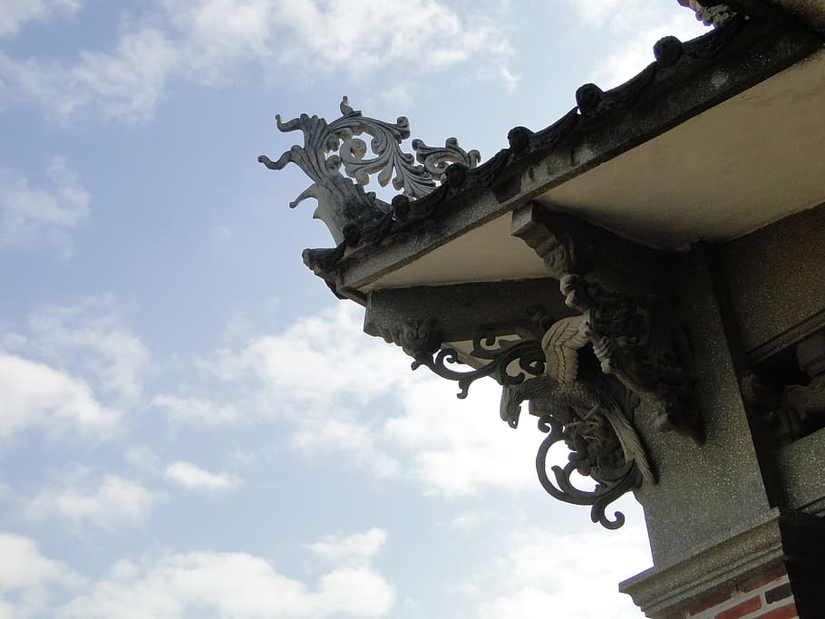 cornices, carving, building, sky, cloud - sky, low angle view HD wallpaper