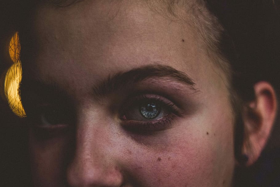 closeup photo of woman's face, macro photography of human eyes HD wallpaper