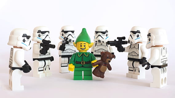 LEGO minifig on white surface, storm, trooper, pixie, elf, christmas HD wallpaper