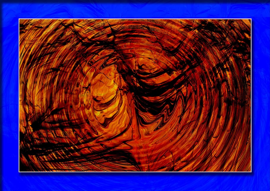 frame, picture frame, blue, wave, outline, edge, corners, grain HD wallpaper