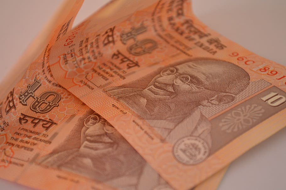 two 10 Indian rupee banknotes, currency, ten, paper, money HD wallpaper