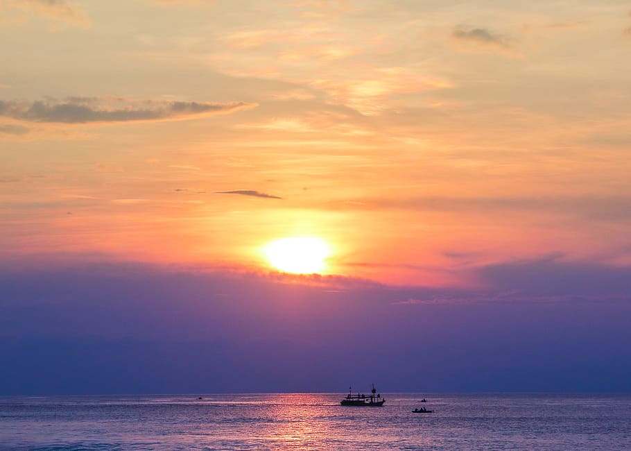 Beach, Shore, Sunset, Travel, Nature, sea, nautical Vessel HD wallpaper