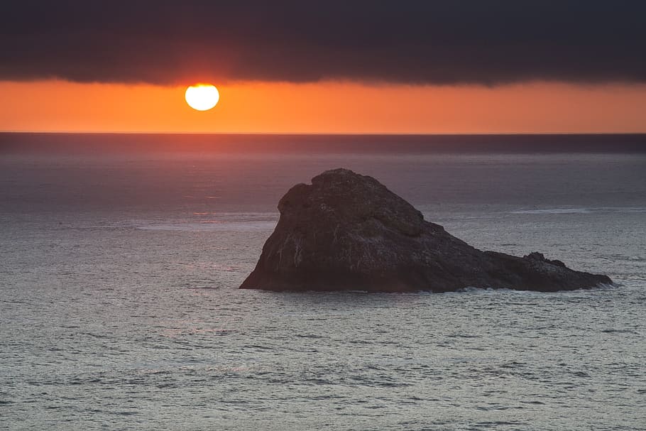 sunset, seascape, twilight, dusk, sunshine, sky, colorful, scenic HD wallpaper
