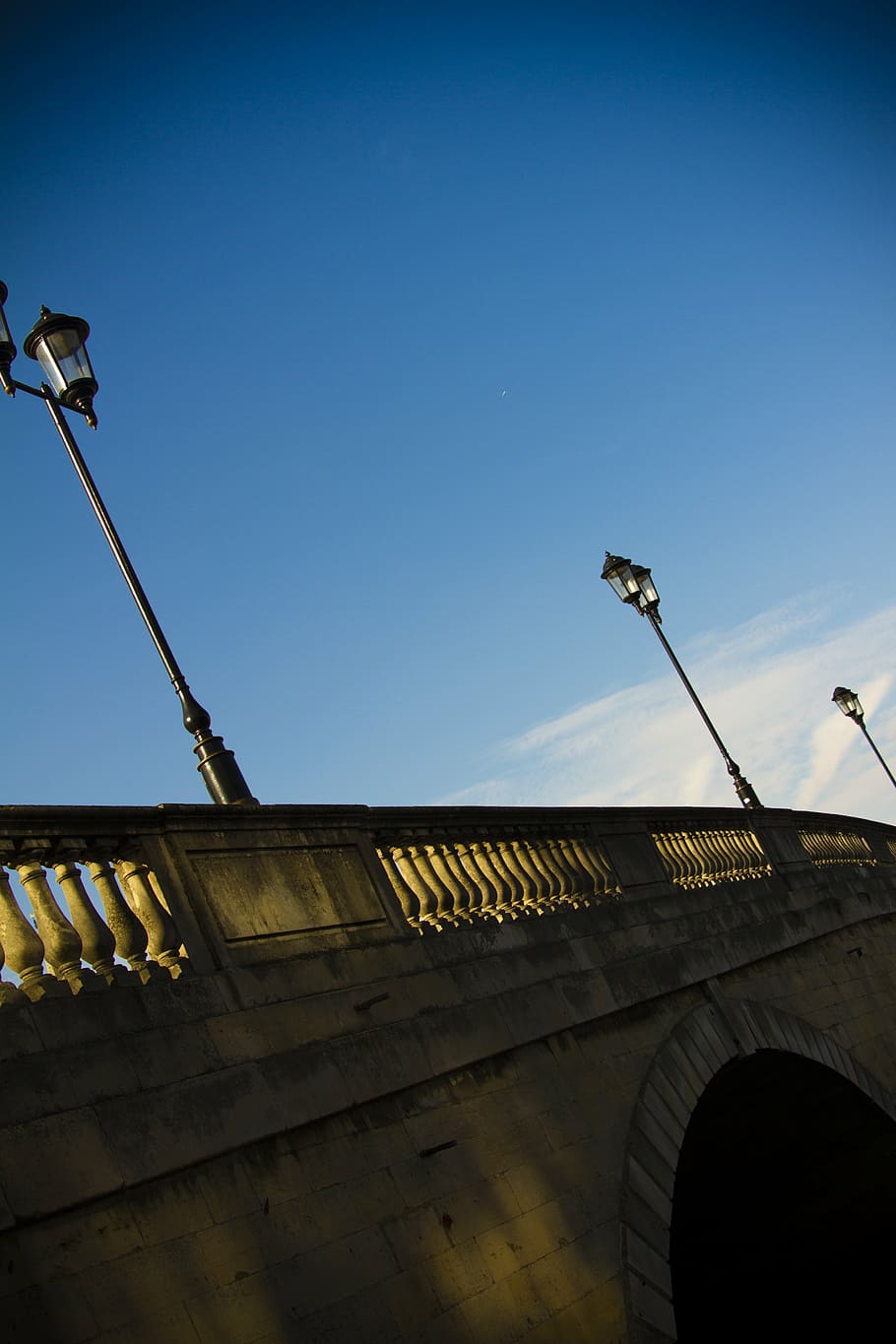 bridge, river, water, old, architecture, building, lamps, sky HD wallpaper