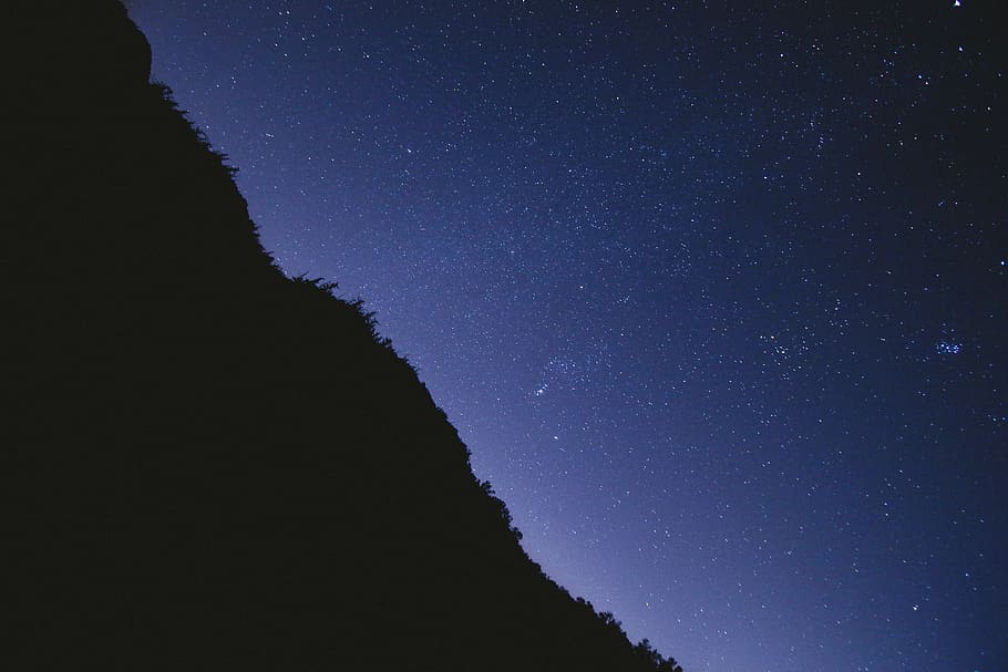 silhouette of hill during nighttime, nature, landscape, mountain HD wallpaper