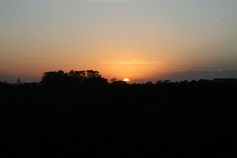 sunset, sol, eventide, horizon, landscape, against light, rays of sunshine HD wallpaper