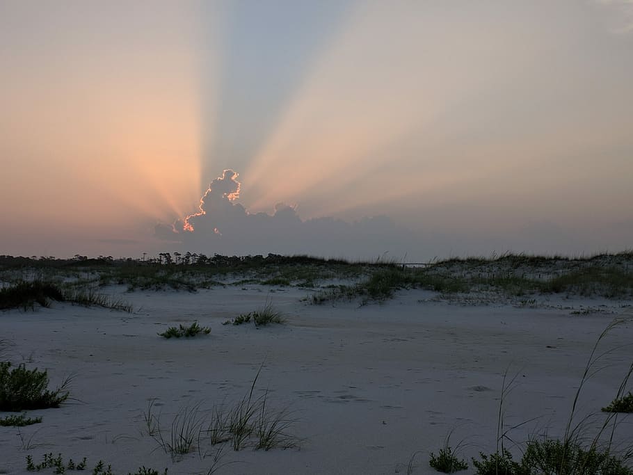 Beach, Cloud, Sunset, Pensacola, perdido key, nature, sky, dusk, HD wallpaper