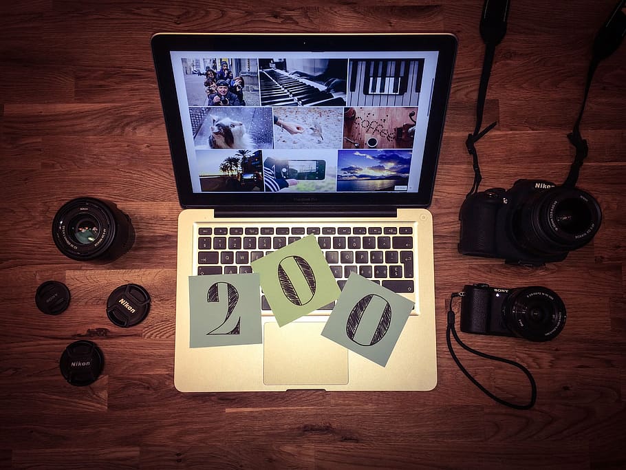 200, camera equipments, cameras, computer, laptop, lens, macbook HD wallpaper
