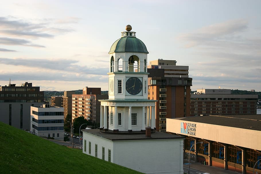 white clock tower pointing at 8:02, Halifax, Nova, Scotia, Scotia, Tower HD wallpaper