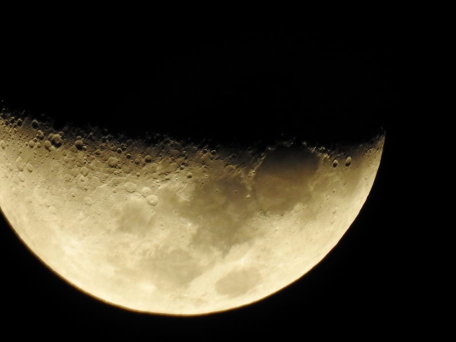 Moon, Close, could, astronomy, night, moon surface, majestic HD wallpaper