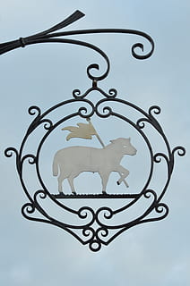 Shield, Board, Sheep, Flag, Wrought Iron, curl, decoration HD wallpaper
