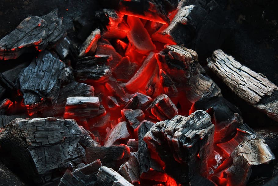 Charcoal, Grill, Embers, Barbecue, Fire, hot, fire - Natural Phenomenon, HD wallpaper