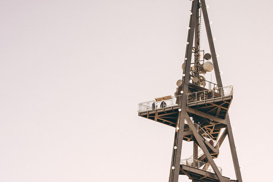 gray network tower, satellite pole, above ground, high, sky, outdoor HD wallpaper