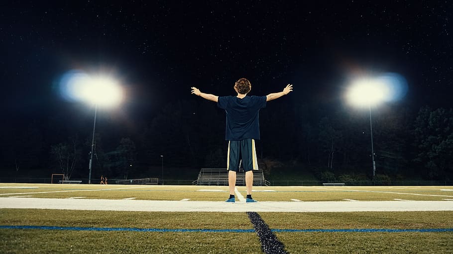 man, people, guy, alone, court, field, spotlight, sport, one person HD wallpaper