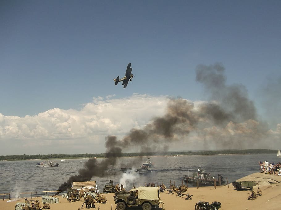installation, battle, navy day, water, flying, sky, nature HD wallpaper