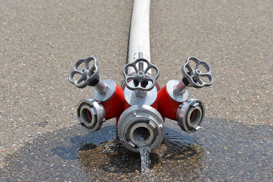 white and red water hose on gray concrete pavement, Delete HD wallpaper