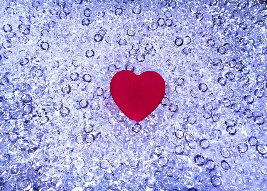 red heart illustration, diamond, blue, shiny, shine, color, bright, HD wallpaper