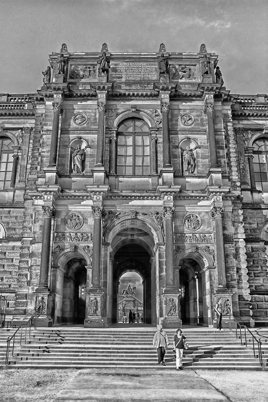 dresden, germany, building, structure, facade, hdr, black And White HD wallpaper