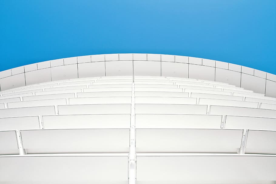 worms view photography of white building, rectangular white boards HD wallpaper
