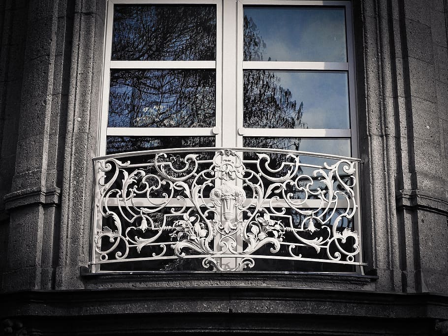 closed white and clear glass window, railing, architecture HD wallpaper