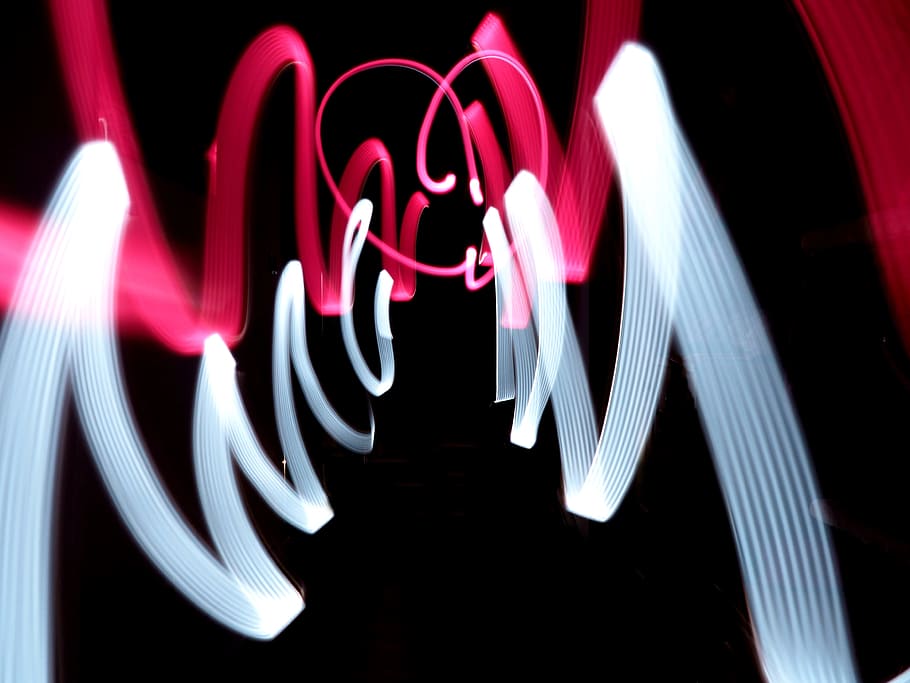 lightpainting, lights, red, mood, line, reflection, abstract HD wallpaper