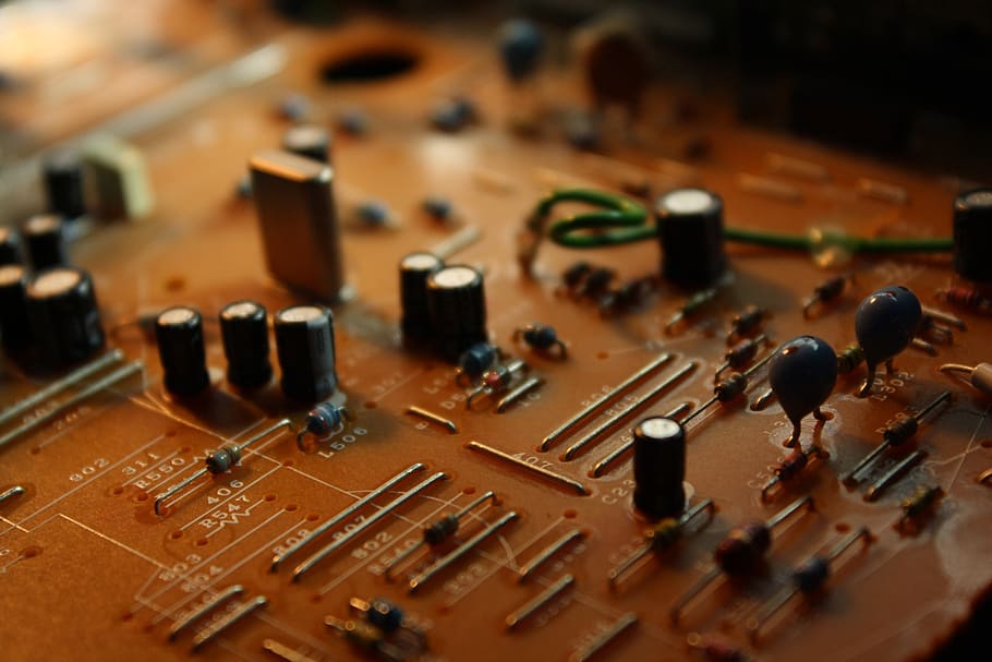 brown circuit board, technical, electronics, old, recycling, clutch, HD wallpaper